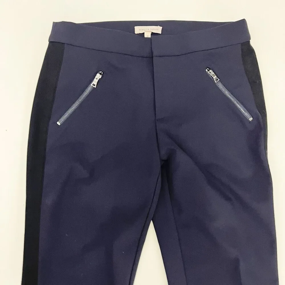 Rebecca Taylor Womens Blue Black Flat Front Polyamide Ava Techy Pants Size 2